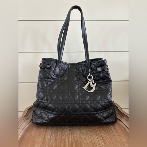 AUTHENTIC CHRISTIAN DIOR QUILTED CANNAGE CANVAS MEDIUM PANAREA TOTE - Picture 11 of 16